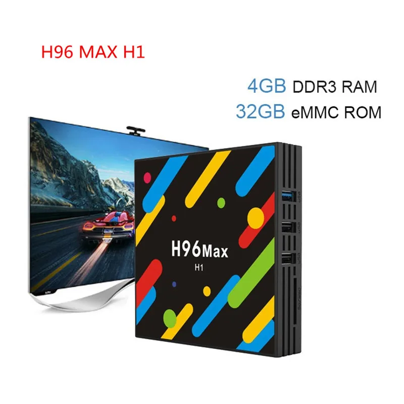 

H96 MAX H1 TV Box RK3328 Android 7.1 4GB RAM 32GB Wifi Lan 100M Bluetooth 4K HD Media Player Set Top Box PK Tanix TX9 Pro