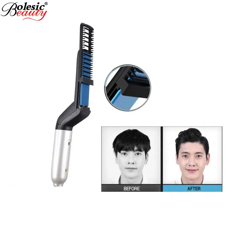 

2019 Multifunctional Quick Beard Straightener Multifunctional Hair Comb Curling Curler Show Cap Men