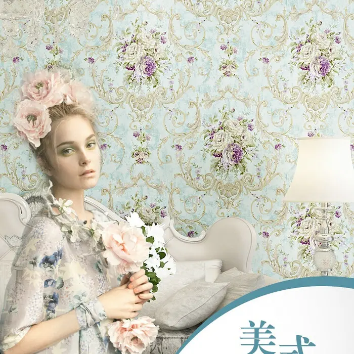 

New vintage American Bedroom Wall decor Pastoral Warm Wedding Room Wall papers Living Room TV Background Wallpaper Nonwovens