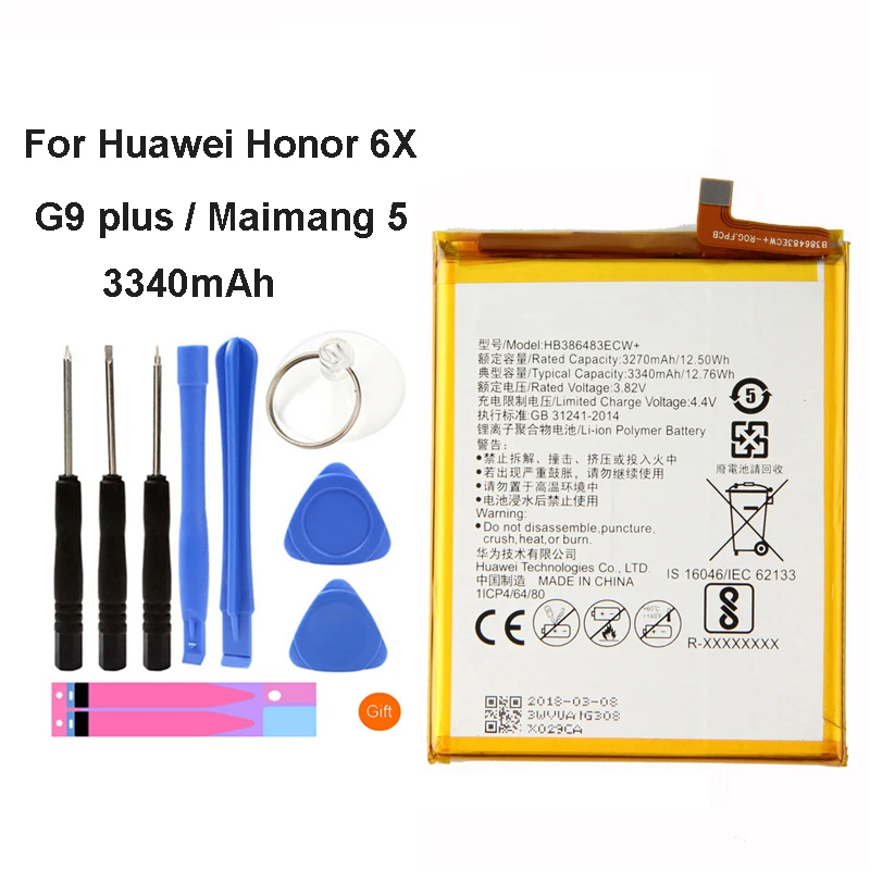 Replacement Phone Battery Hb3864ecw For Huawei Honor 6x G9 Plus Maimang 5 Mla Al00 Mla Al10 G9plus 3340mah Mobile Phone Batteries Aliexpress