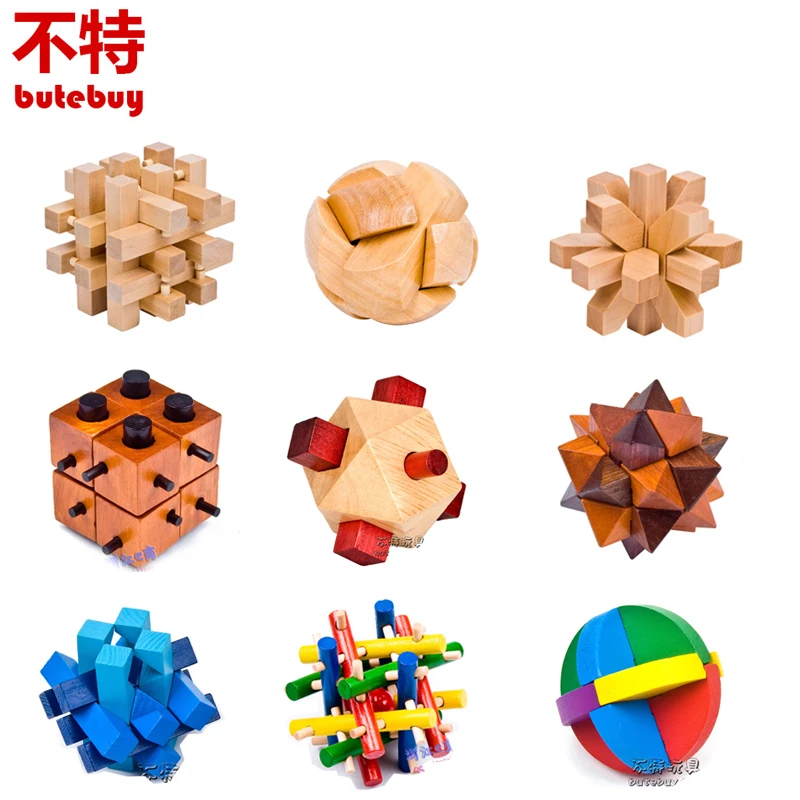 

butebuy Kong Ming Luban Lock Chinese Traditional Toy Unique 3D Wooden Puzzles Classical Intellectual Cube Educational Toy Kids