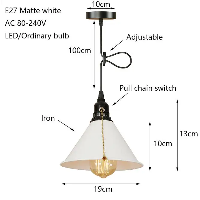 Современный Утюг роспись скандинавском стиле тянуть цепь переключатель подвесной светильник E27 светодио дный 220 В Творческий подвесной светильник кухонный зал hotel - Цвет корпуса: matte white