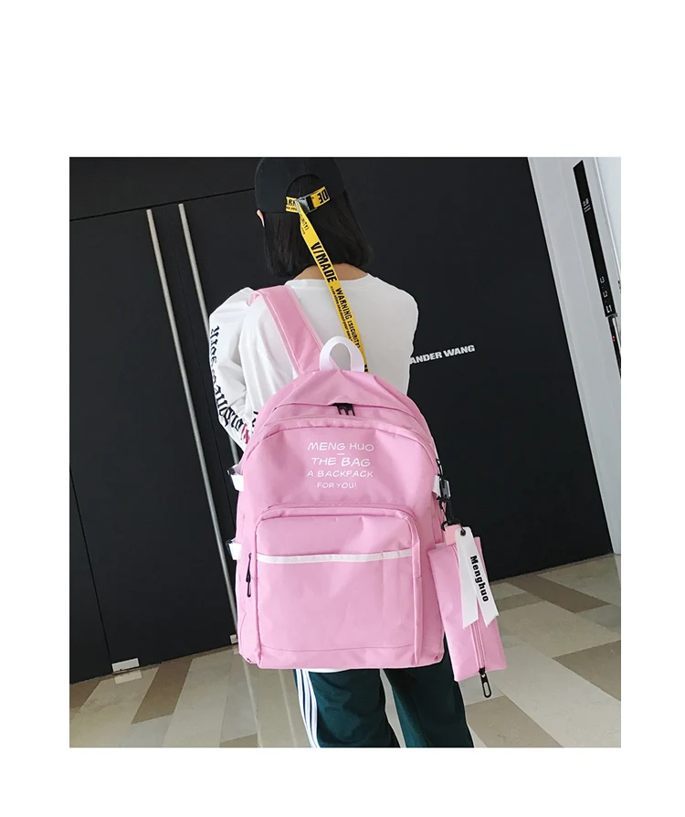 Menghuo 2PCSSet Women Backpacks Panelled Book Bags Preppy Style School Bags for Teenage Girls Composite Backpack Sets Mochila (23)