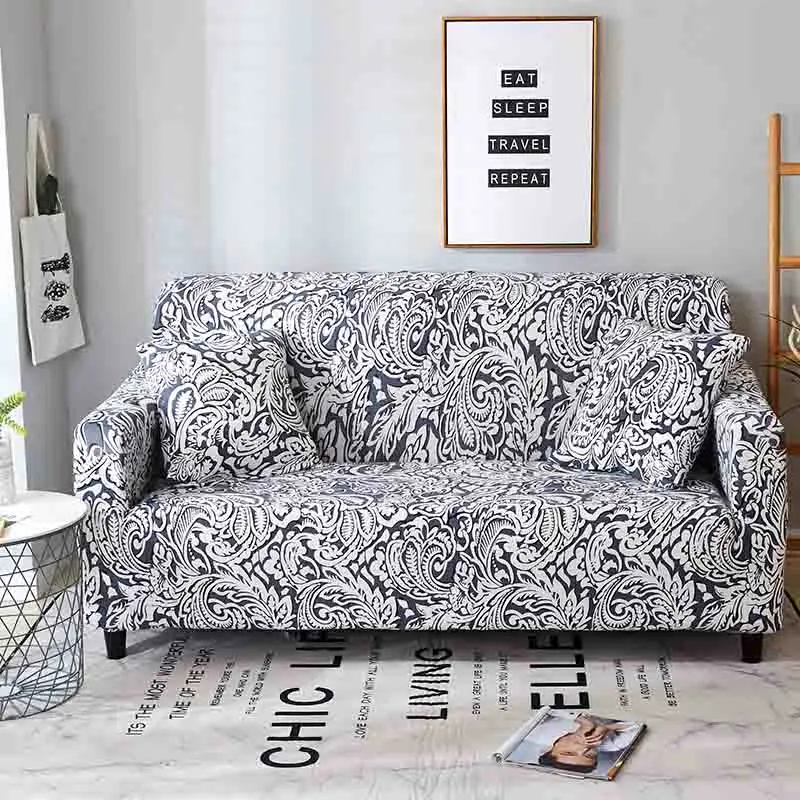 Эластичные универсальные чехлы для диванов с цветочным узором, секционные Угловые Чехлы для диванов, чехлы для мебели, домашний декор - Цвет: Лиловый