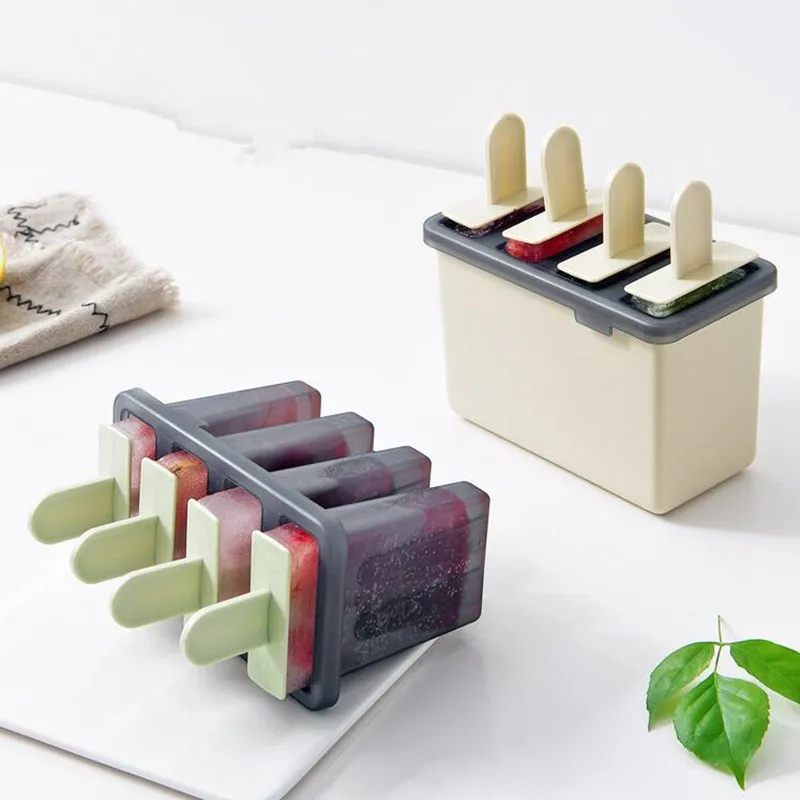 

Creative 4 Cavity DIY Ice Popsicle Maker Homemade Ice Cream Molds Retro Ice Moulds Cooking Tools