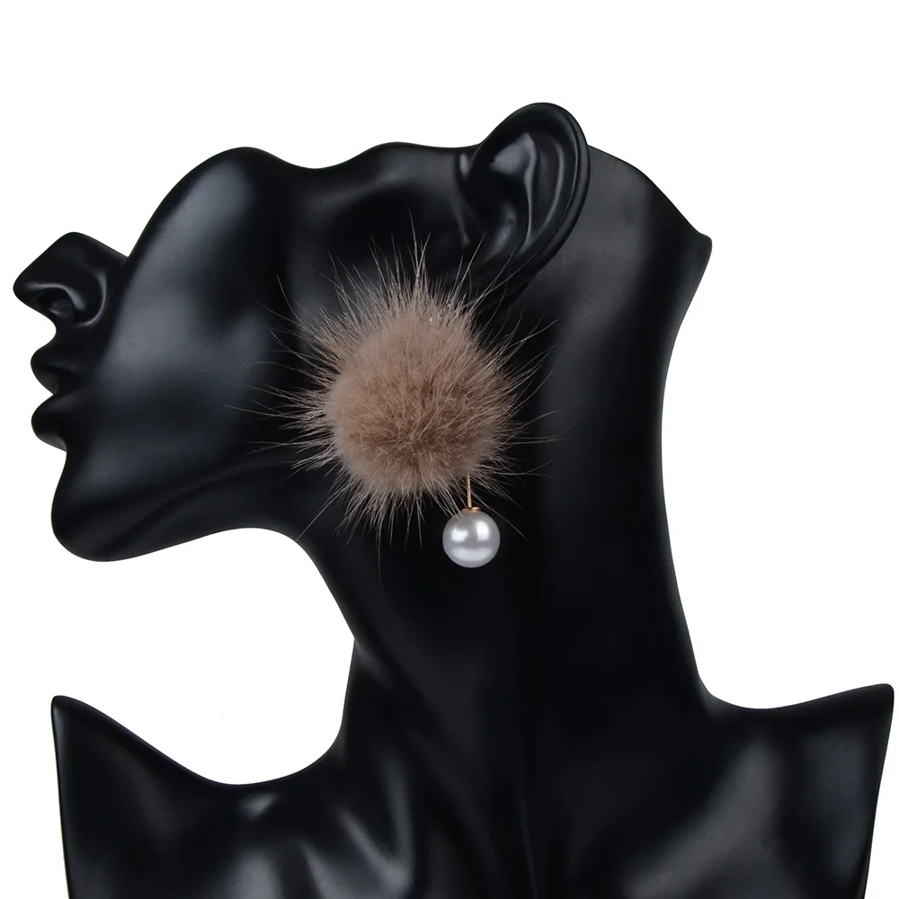 LFPU модные хрустальные серьги из цинкового сплава с норковым шаром, имитация жемчуга, серьги-гвоздики из настоящего Куницы, женские вечерние ювелирные изделия - Окраска металла: Style 3