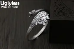 Uglyless реального S999 чистого серебра женские этнические Открытие Браслеты ручной гравировкой павлин браслет Феникс изделия