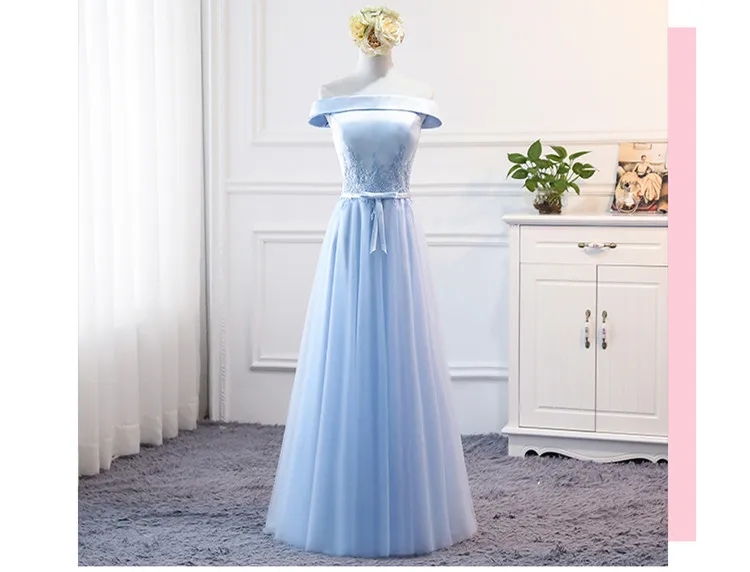 Robe De Soriee новые милые синие кружевные платья подружки невесты Длина до пола с коротким рукавом и аппликацией вечерние платья невесты на выпускной