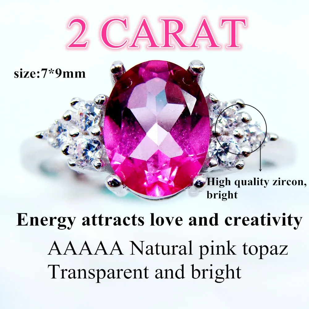 gemstone pink topaz natural stone ring