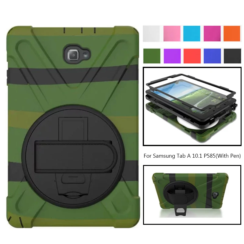 Сверхпрочный чехол Amor для samsung Galaxy Tab A 6, A6, 10,1, P580, P585, S-Pen, чехол для планшета, силиконовый+ PC, задняя крышка, чехол с подставкой