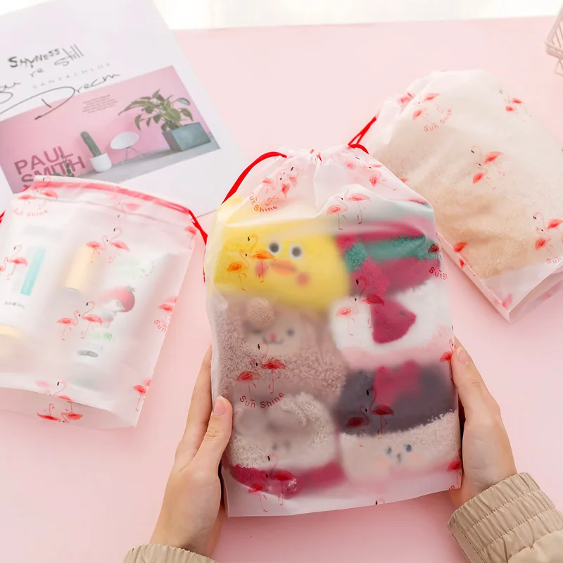 

Transparent Travel Toiletry Cosmetic Bag Organiser Flamingos Organizer Storage Pouch Drawstring Bag