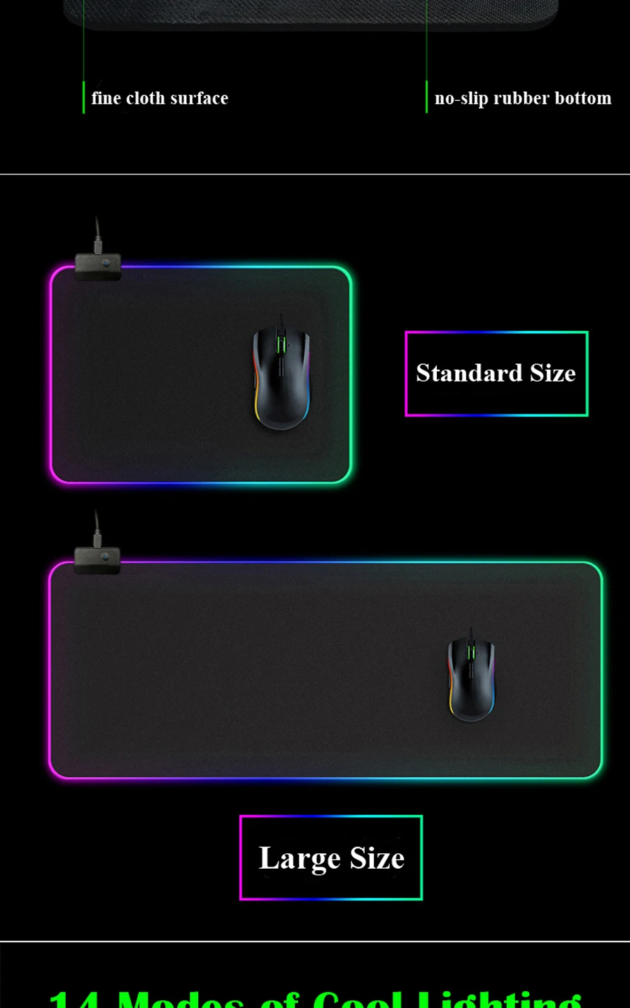 RGB большой игровой коврик для мыши USB Проводная светящаяся светодиодный волшебный светильник коврик для мыши Коврик для ноутбука для ПК настольного компьютера Overwatch Dota 2