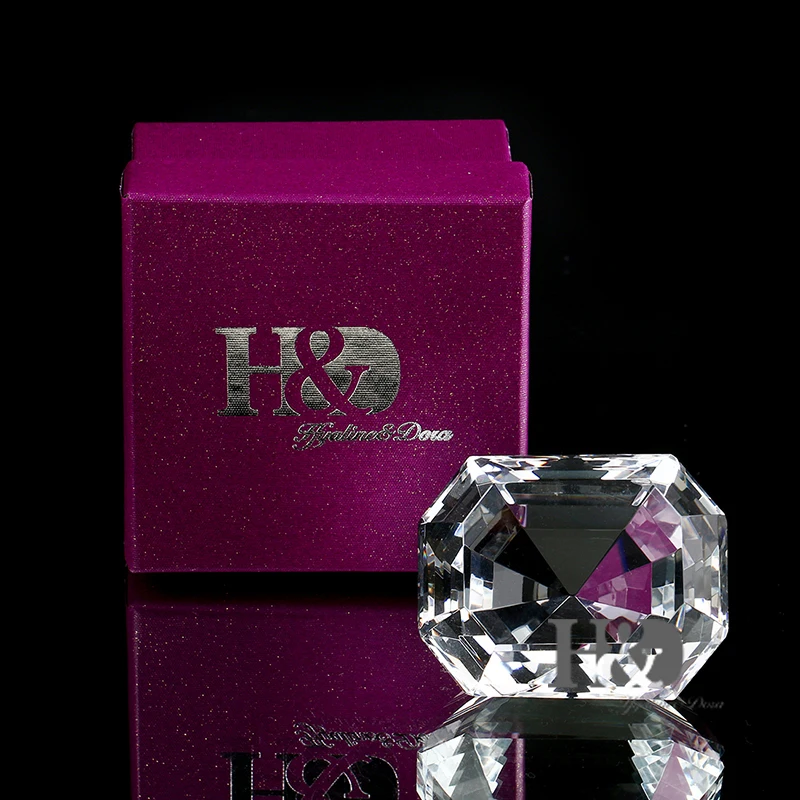 

H&D K9 Crystal Rectangle Diamond Paperweight Glass Fengshui Crafts Home Decor DIY Birthday Gift Wedding Decoration Accessories