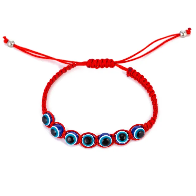 Pulseras con dijes de ojos turcos trenzados de macramé para el ajustable de cable rojo tejido a mano|Pulseras de amuleto| - AliExpress