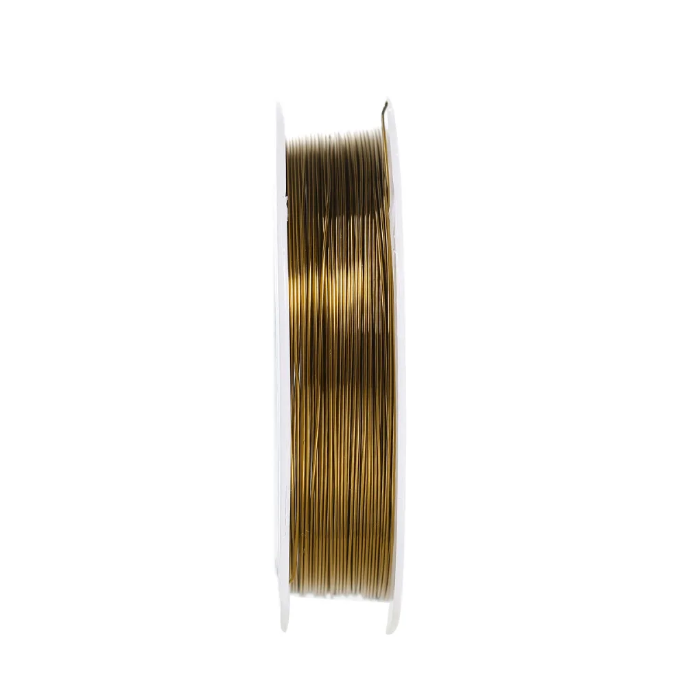 Doreen коробка медная Бисероплетение проволока нить шнур Круглый античная бронза цвет 0,4 мм(26 калибр), 1 рулон(приблизительно 10 м/рулон