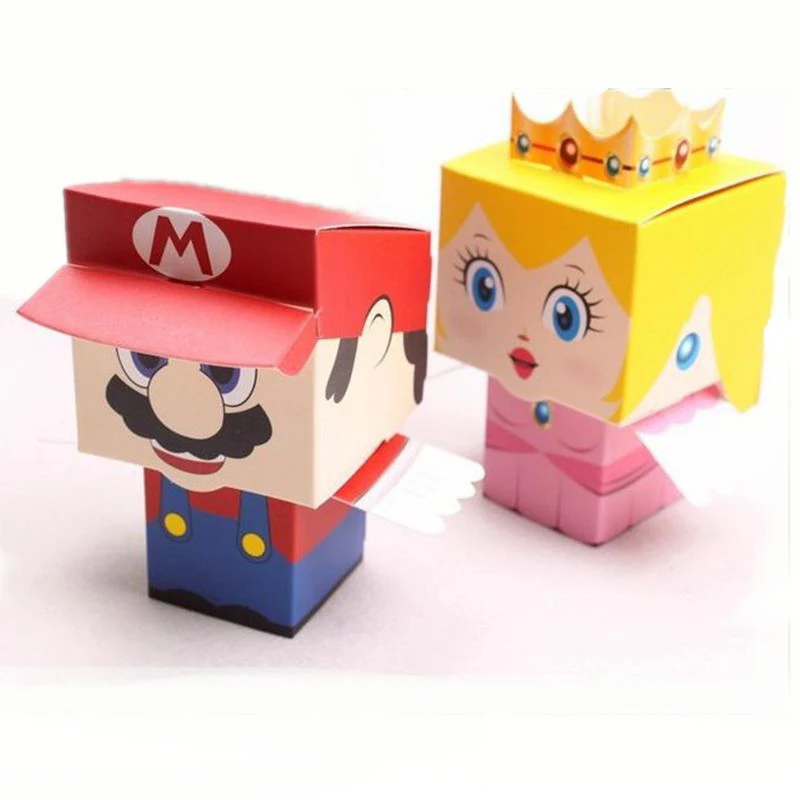 

50pcs/lot Cartoon Super Marie Bros Princess Bride and Groom Wedding Favors Mario Candy Box Wedding Gifts Baby Shower Favors