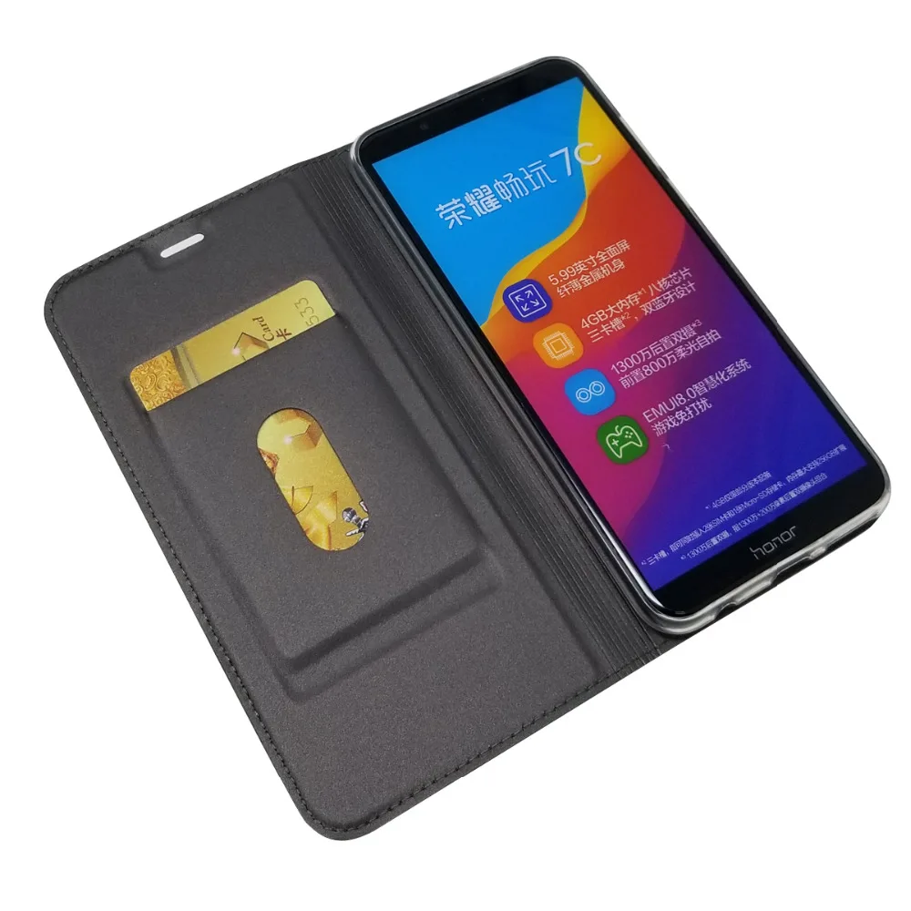 Кожаный чехол для Honor 7C (5 7 дюйма) Huawei AUM L41 RU флип кошелек чехлы телефонов кожаный