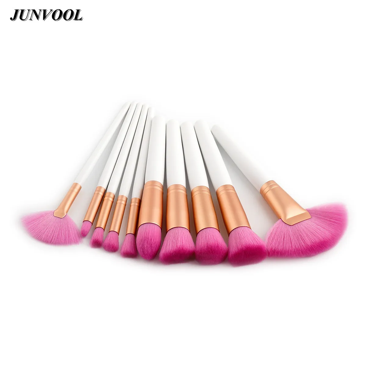 White/Rose Gold Professional Fan Makeup Brushes Set 10pcs Pink Oft Cosmetics Make Up Brush Tools Kit Foundation Powder Blushes