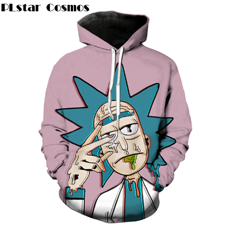 Ceny PLstar Cosmos klasyczne kreskówki Rick i Morty 3d bluzy śmieszne szalony naukowiec Rick wydrukuj mężczyźni kobiety Streetwear kapturem bluza