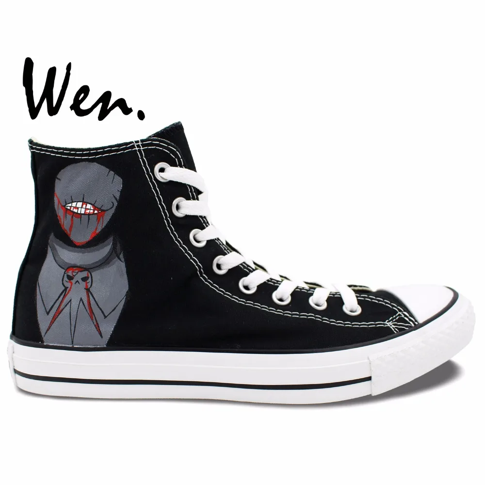 Вэнь Дизайн Пользовательские Ручная окрашенные кроссовки Soul Eater Death the Kid Аниме Мужская Женская высокая обувь для скейтбординга