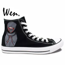 Wen Design Custom Hand Painted Sneakers Soul Eater Death the Kid Anime Men Women’s High Top Black Canvas Shoes