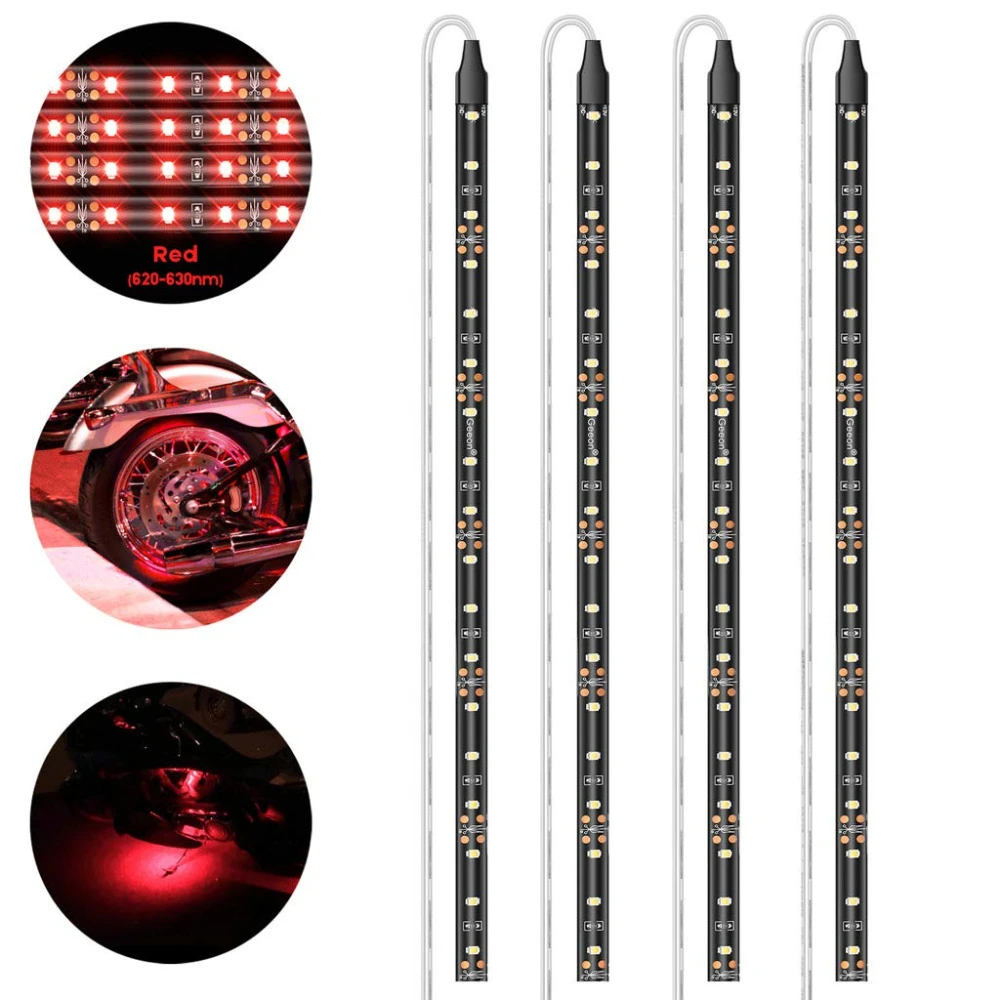 Geeon 8-Pack 8 Blue Motorcycle LED Strip Light 12V Waterproof IP68 for Interior Exterior Automotive Car Trucks Boats Trailer