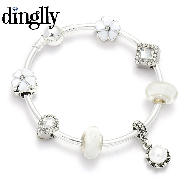 DINGLLY мультфильм Пара висячие Pulsera Шарм браслет с медведем Тигр бусины модные бренды браслеты с медведями браслет для женщин - Окраска металла: DSZ059