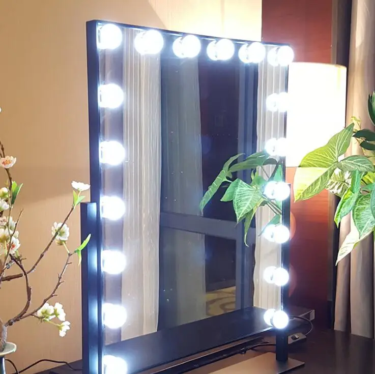 50*60 см светодио дный макияж зеркало двойной цвет свет косметическое зеркало Регулируемый сенсорный экран Особенности макияж зеркало