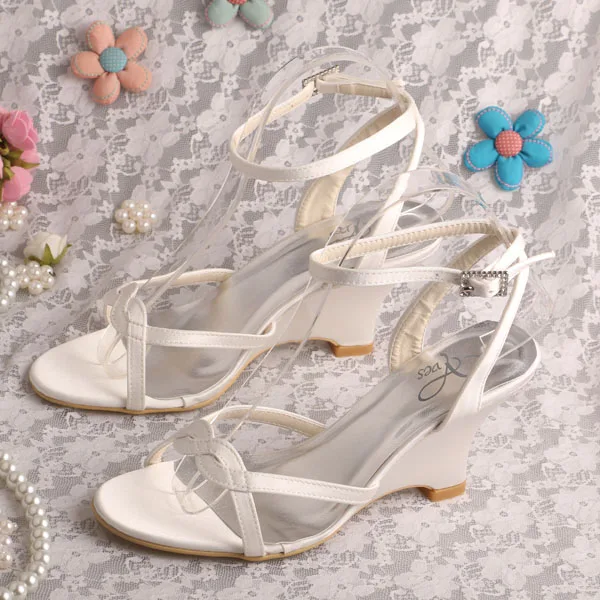 Wedopus Ivory Satin Women Bridal Wedding Shoes Sandals