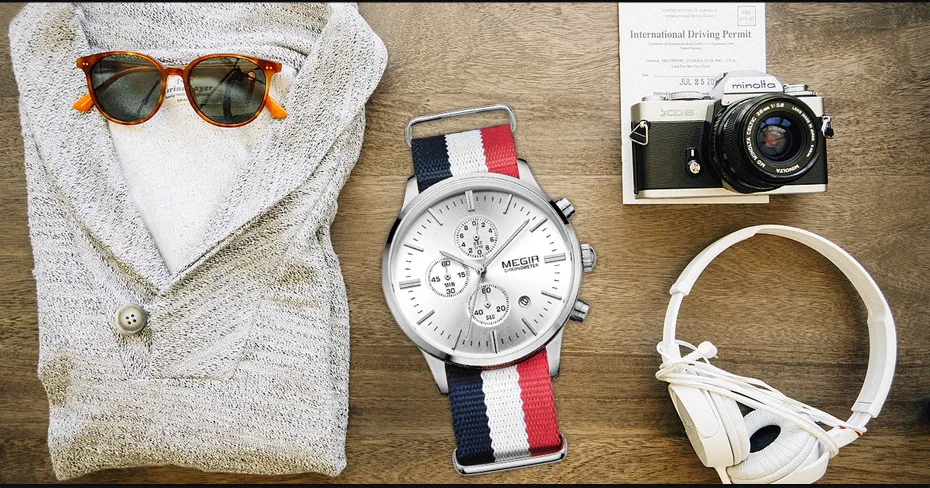 Мужские оригинальные роскошные часы MEGIR, топовые брендовые мужские часы, кожаные часики для мужчин, Relogio Masculino Horloges Mannen Erkek Saati