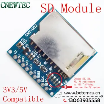 

40pcs/lot 5V/3.3V Compatible Perfect SD Card Module Slot Socket Reader For CNT-002 ARM MCU Read And Write