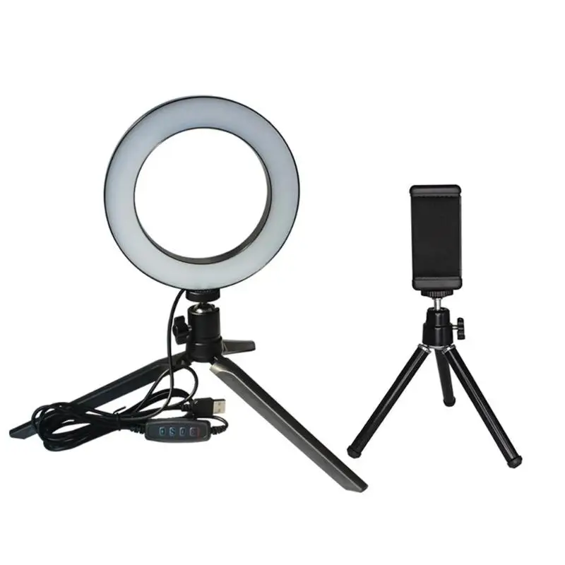 

14.5cm Dimmable LED Studio Camera Ring Light Video Annular Lamp with Holder Small Photography Light Set