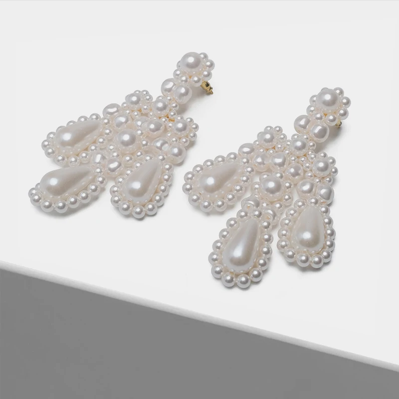 

pearl large pendant fashion drop earrings