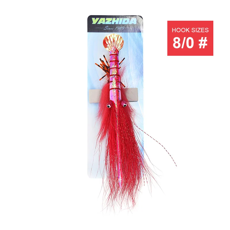 YAZHIDA морская рыболовная муха Тарпон мухи Ультра реалистичные креветки Большие Приманки Bonefish Redfish - Цвет: Size 8 Red