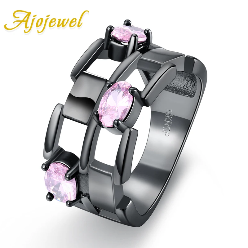 

Ajojewel Hollow Wide Band Women Fashion Rings With Zirconia Party Elegant Ring 2019 Bague Femme 4 Colors