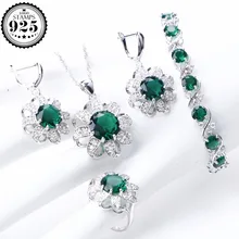 Женские циркониевые камни, ювелирные наборы, серьги для женщин, Свадебный 925 пробы, серебряный браслет, ожерелье, кулон, кольца, набор, подарочная коробка