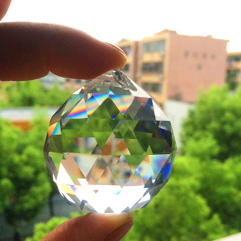 Top Quality Clear 40mm Faceted Crystal Ball For Chandeliers Part Hanging Pendant Glass Feng Shui Sphere Suncatcher Wedding Decor