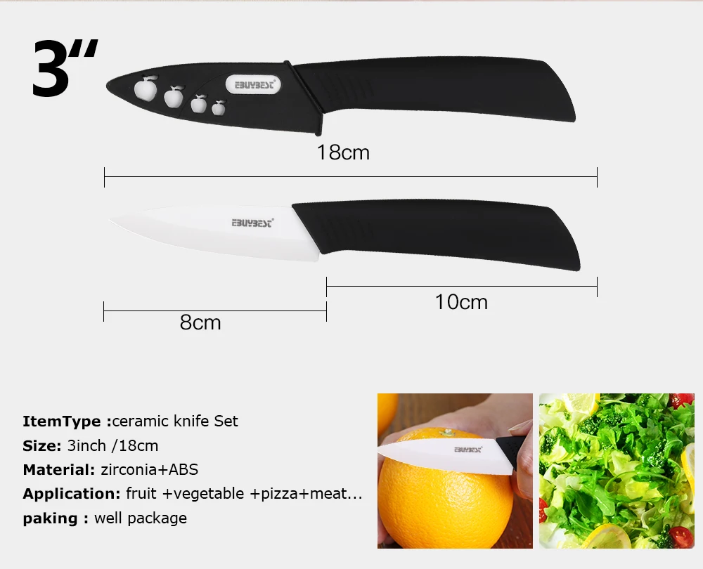 Керамические ножи, кухонные ножи 3, 4, 5, 6 дюймов+ Овощечистка, набор керамических ножей из циркония, Черное и белое лезвие, поварской нож, инструмент для приготовления пищи