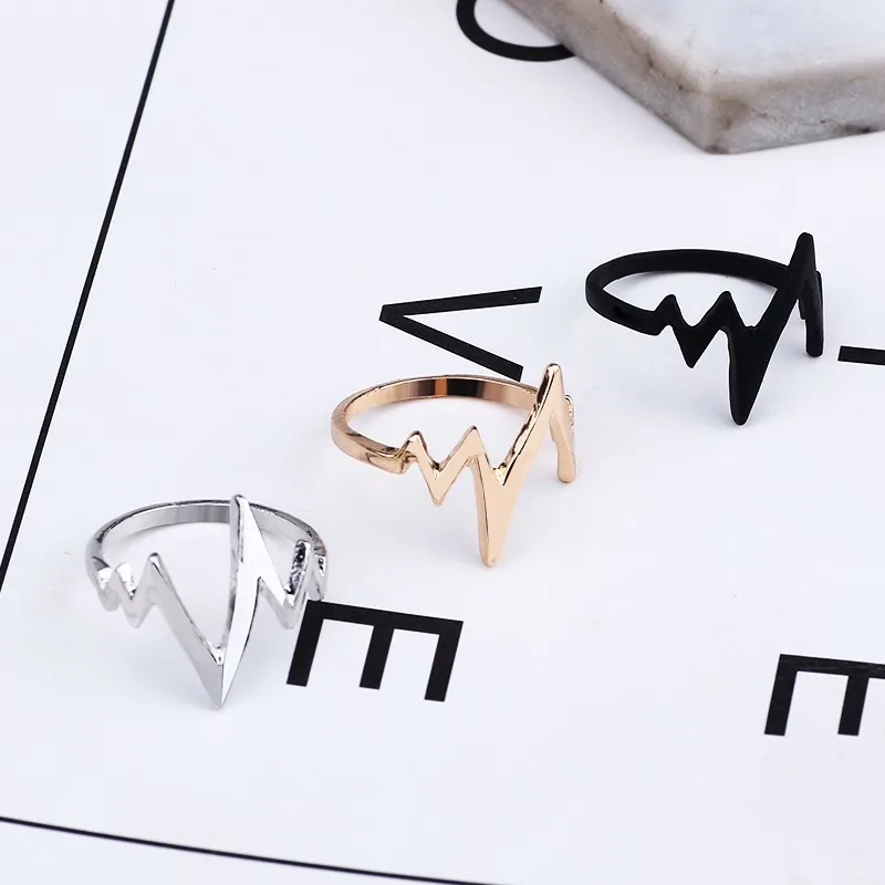 Кольцо с электрокардиограммой для мужчин и женщин|black gold|ring blackblack gold jewelry |