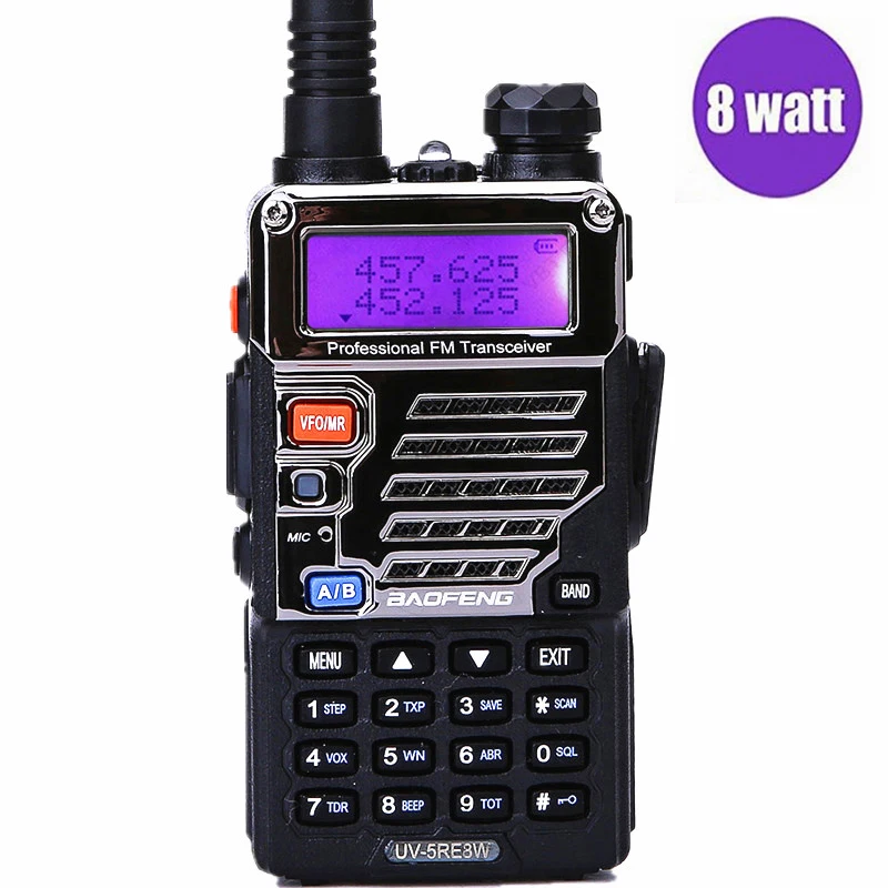 Baofeng UV-5RE8W портативная рация 10 км 8 Вт Высокая мощность 2800 мАч батарея двухдиапазонный VHF/UHF FM Мощность ful радио с расширенным наушником