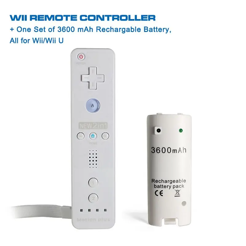 

Game Accessories with 2 in 1 Kits For Built in Motion Plus Inside Remote Controller + Rechargeable Battery For Wii / Wii U