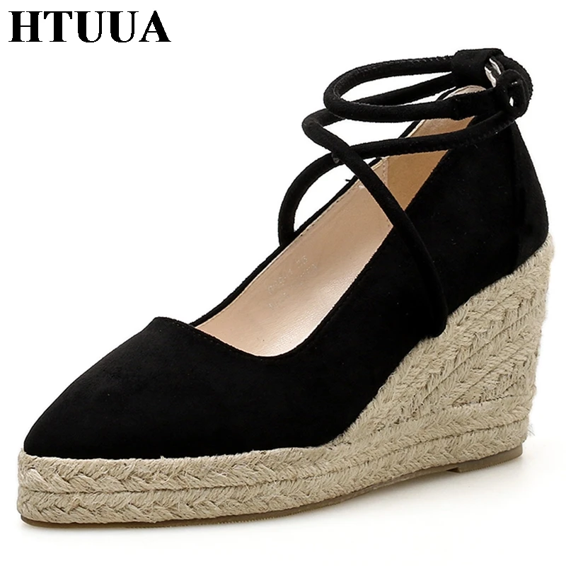 pointed toe wedges with ankle strap