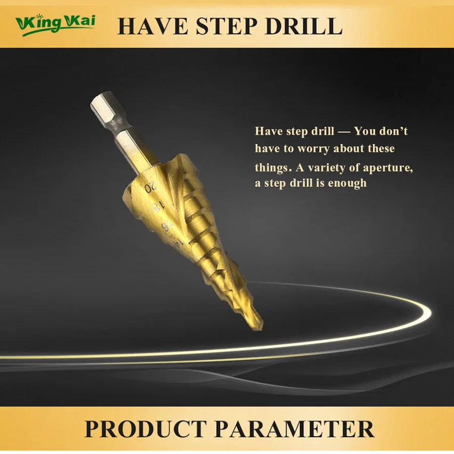 HSS4241 Spiral Center Step Drill Bit Solid Carbide Mini Drill Accessories Titanium Step Drill Bit-009