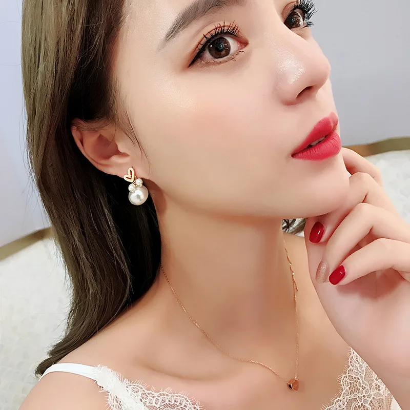 Корея Dongdaemun high end жемчужные серьги с надписью Love S925 наборе серебристых спиц из