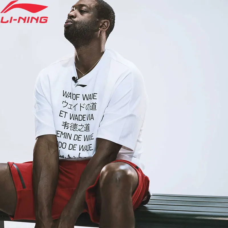 Li-Ning, мужские футболки серии Wade, с принтом, дышащие, свободные, с подкладкой, удобные, спортивные футболки, топы AHSP289 MTS3128