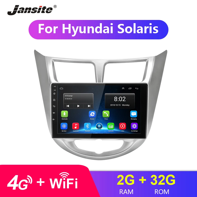 

Jansite 9" Car Radio For Hyundai solaris 2010-2016 Touch screen Android 8.0 GPS Navigation radio coche players NO DVD with frame