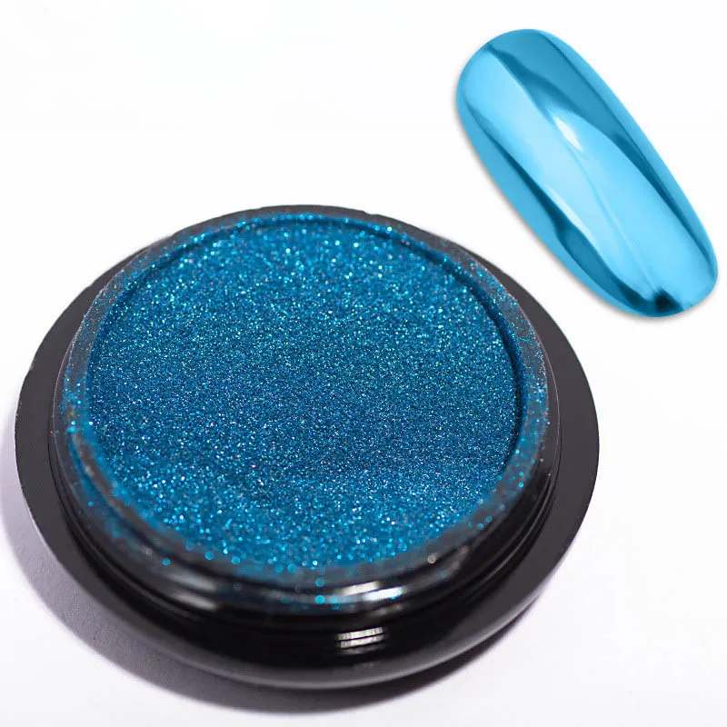 LEMAX Shining Nail Glitter Chrome Powder Nail Gel Polishing Nail Decoration Design Nail Art Manicure Pigment Mirror Powder Bling - Цвет: blue