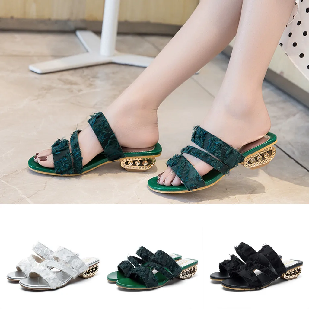 

New fashion women sandals thick heel sandals casual summer shoes Dress Heeled Sandals Dress Party Elegant Pump Slippers 10.278