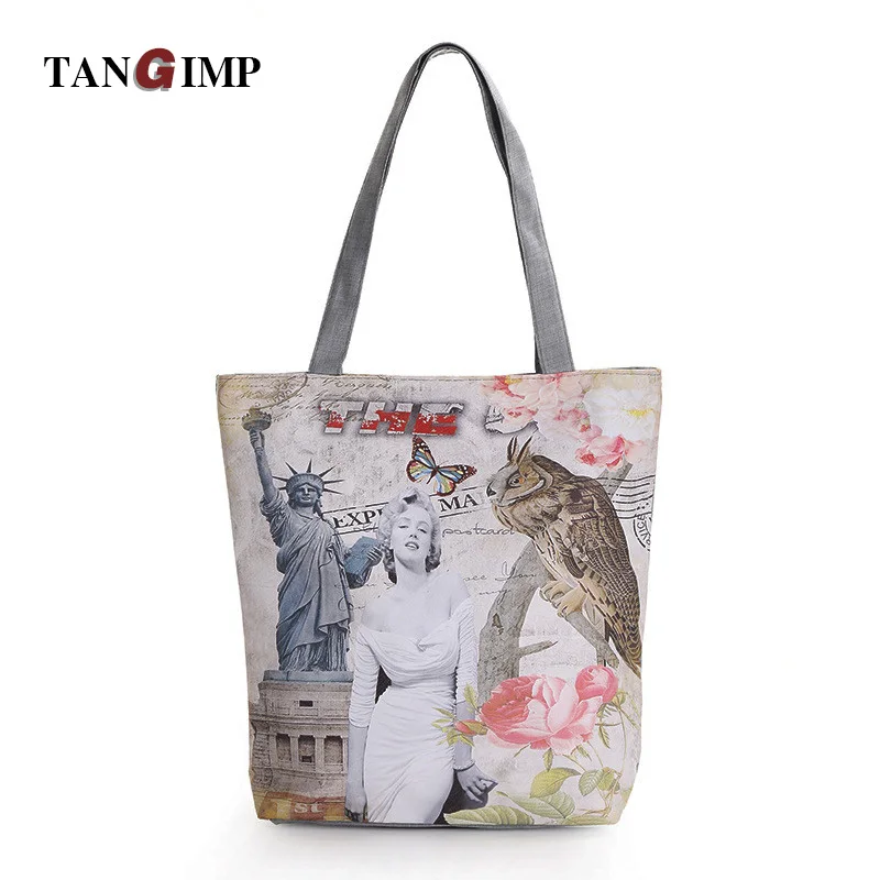Tangimp Women Female Casual Handbags Polyester Car London Marilyn Tangimp Women Female Casual Handbags Polyester Car London Marilyn Monroe Paris Shoulder Bag Las Vintage Tote Beach Bags In Top Handle From Luggage