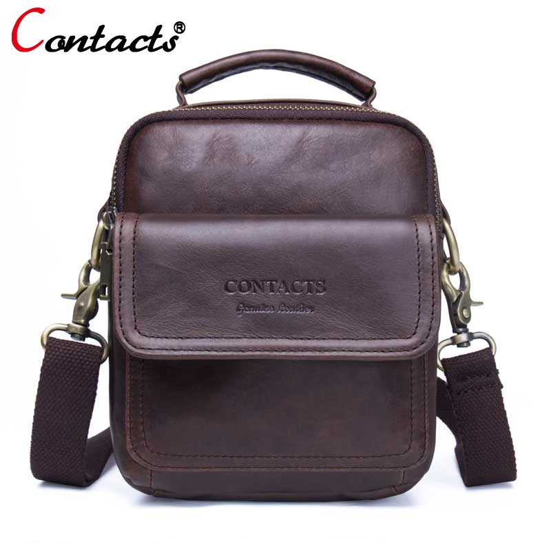 

CONTACT'S 2018 New Genuine Leather Men Bag Male Messenger Bag Men Shoulder Crossbody Bags Handbags For Men Designer Briefcases